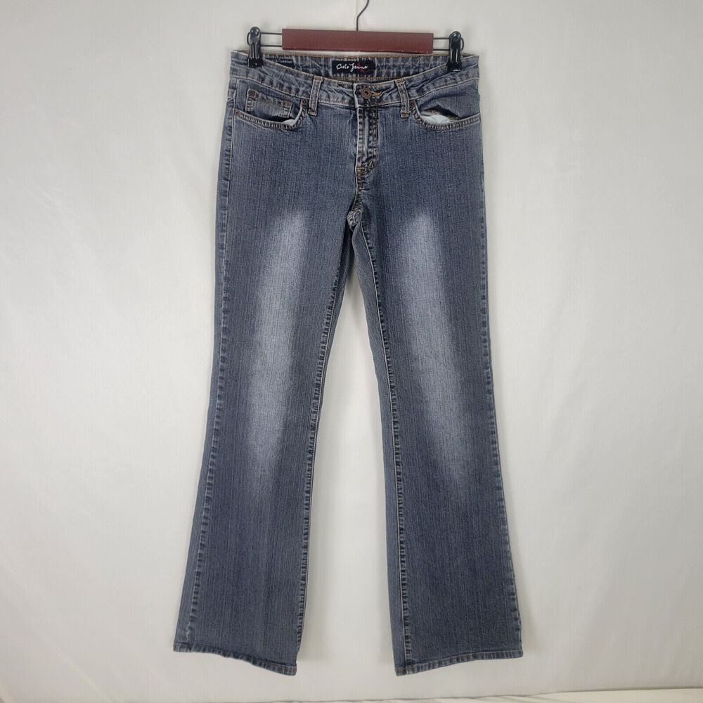 Cielo Jeans Juniors 7 Gray Low Rise Bootcut Embroidered Charcoal Wash Denim‎